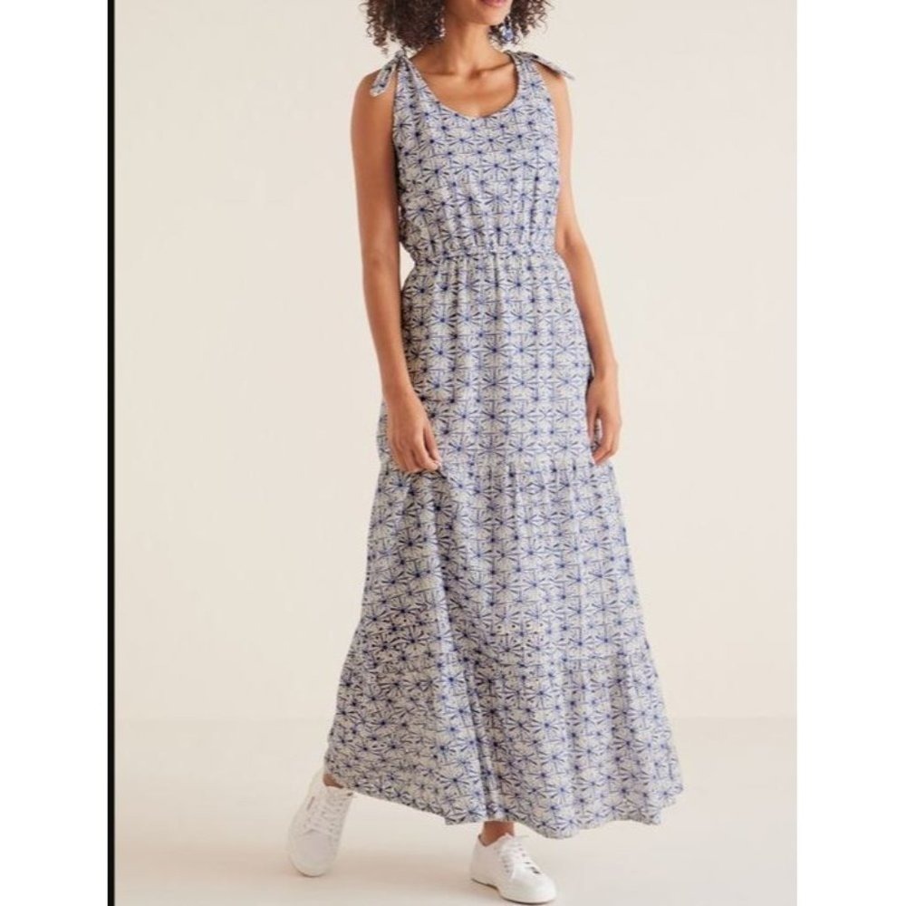 Soft Surroundings Kyoto Dress Blue White Embroidery Maxi Floral Plus size 2X NWT